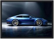 Quadro Decorativo Carro Porsche Azul Quartos Salas Decoração Com Moldura