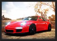 Quadro Decorativo Carro Porsche Vermelho Quartos Salas Decoração Com Moldura