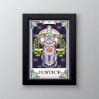 Quadro Decorativo Carta Tarot JustiçaGato 45x34cm - com vidro