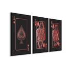 Quadro Decorativo Cartas Baralho Red Cards Canvas 120x60 cm