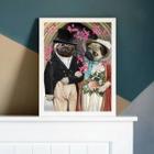 Quadro Decorativo Casamento Pug 33X24Cm - Madeira Preta