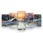 Quadro Decorativo Casinha Na Neve 129X61 5 Peças