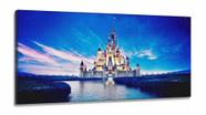 Quadro Decorativo Castelo Disney Lago 130x60 em Tecido Canvas