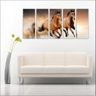 Quadro Decorativo Cavalos Animais Mosaico Com 5 Peças GG1