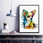 Quadro Decorativo Chihuahua Aquarela 33X24Cm - Com Vidro