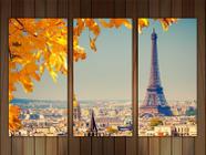 Quadro Decorativo Cidade Paris Torre Eiffel Salas Decorações 3 peças Com Moldura