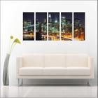 Quadro Decorativo Cidades Nova Iorque Ponte Prédios Mosaico 5 Peças GG7