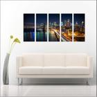 Quadro Decorativo Cidades Nova Iorque Ponte Prédios Mosaico 5 Peças GG9