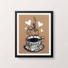 Quadro Decorativo Coffee is Love 33x24cm - com vidro