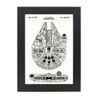 Quadro Decorativo Com Moldura Preta e Vidro Espaçonave Millennium Falcon Star Wars 36x26,5 Mdf Adesivado