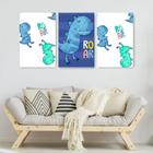 Quadro Decorativo Composição Trio Dino Azul