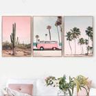 Quadro Decorativo Composição Trio kombi rosa"