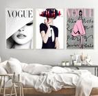 Quadro Decorativo Composição Trio lábios vogue cartaz moda nórdico"