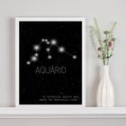 Quadro Decorativo Constelação Signo Aquário 33x24cm - com vidro