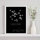 Quadro Decorativo Constelação Signo Sagitário 33x24cm - Vidro e Moldura Branca