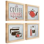 Quadro Decorativo Cozinha Café Padaria Copa 20x20cm Kit 4 un