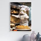 Quadro Decorativo Cozinha Gato Chef 45x34cm - com vidro