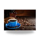 Quadro Decorativo Cozinha Xicara Azul Café Grãos Decoração Rustica Grande Pequeno 1 peça