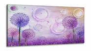 Quadro Decorativo Dente de Leão Lilas em Tecido Canvas 130x60 cm