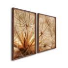 Quadro Decorativo Dente de Leão Marrom com 2 Telas de Parede para Sala Quarto Escritório 60cm X 90cm Tabaco