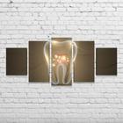 Quadro Decorativo Dentista Dente Brilhante Dourado Decoração Mosaico Kit 5 peças