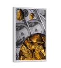 Quadro Decorativo Dólar Americano Ouro Dinheiro Finança Quarto Sala 30x40cm Com Vidro