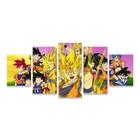 Quadro Decorativo Dragon Ball Z Goku Anime Para Quarto Kit 5 peças 115x60cm