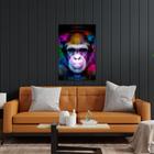 Quadro Decorativo em Tela Dj Macaco Colorido 100x60cm para Sala Recepção Escritório Quarto