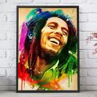 Quadro Decorativo Emoldurado Bob Marley Cores Para sala quarto
