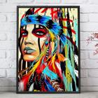 Quadro Decorativo Emoldurado Indigena Mulher Para sala quarto