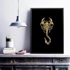 Quadro Decorativo Escorpião Dourado 45X34Cm - Com Vidro