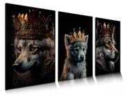 Quadro decorativo Família De Lobo Loba E Filhote "