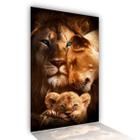 Quadro Decorativo Familia Leão Leoa Filhote 90x60 Grande Luxo Sala Quarto Escritorio