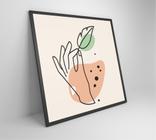 Quadro Decorativo Feminino Silhueta Mão Folha Artística Contínua