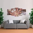 Quadro Decorativo Flor Bege Design Moderno Mosaico 5 Peças