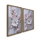 Quadro Decorativo Floral Artístico Flor de Porcelana com 2 Telas de Parede para Sala Quarto Escritório