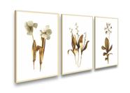 Quadro Decorativo Floral Dourado Ouro Moldura Vidro Sala