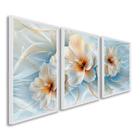 Quadro Decorativo Floral Flor de Hibisco com 3 Telas de Parede para Sala Quarto Escritório 60cm X 90 Com Vidro