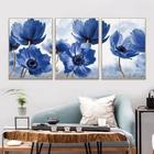 Quadro Decorativo Flores Azul Kit 3 peças 20x30cm