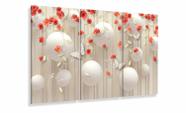 Quadro Decorativo Flores Bolas Brancas 105x65