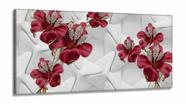 Quadro Decorativo Flores Diamantes 130x60 Estilo 3d em Tecido Canvas