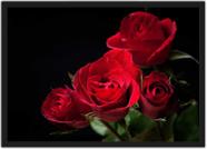 Quadro Decorativo Flores Rosa Vermelha Paisagem Natureza Decorações Com Moldura G03