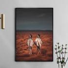 Quadro Decorativo Fotografia Casal Zebras 45X34Cm - Vidro