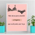 Quadro Decorativo Frase Lingerie 33X24Cm - Com Vidro Branca