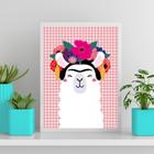 Quadro Decorativo Frida Lhama 45x34cm - com vidro