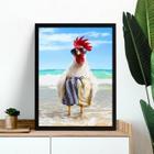 Quadro Decorativo Galo Na Praia 45X34Cm - Com Vidro