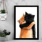 Quadro Decorativo Gatinhos Abraçados 45X34Cm - Com Vidro