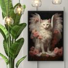 Quadro Decorativo Gato Anjo Floral 33X24Cm