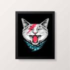 Quadro Decorativo Gato Do Rock 45x34cm - com vidro