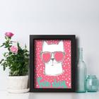 Quadro Decorativo Gato Fun Cat 33x43cm Moldura Preta